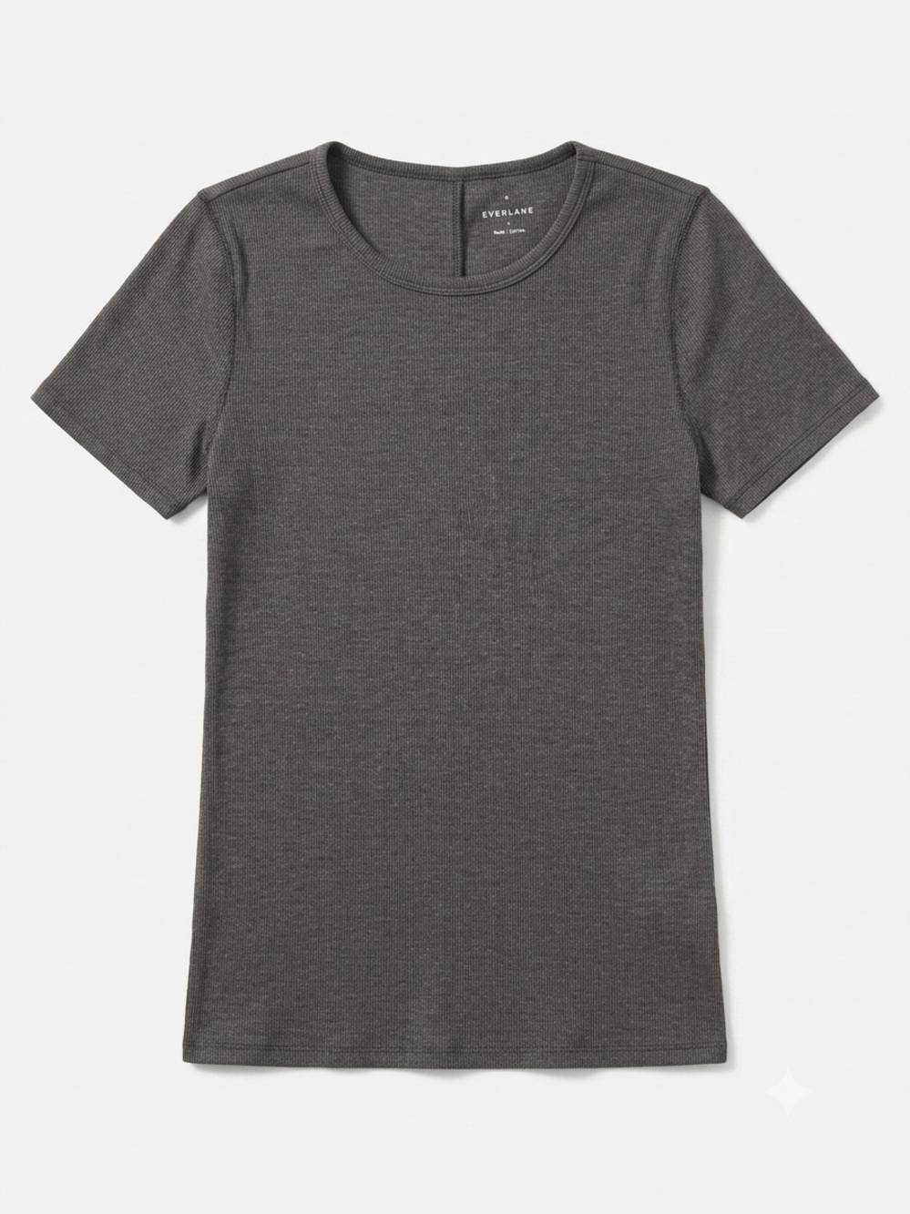 Everlane Supima Micro-Rib T-Shirt Charcoal Gray Crew Neck Slim Fit Tee Medium
